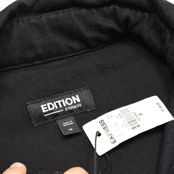 NEW Express Women Button Shirt Jacket Long Sleeve Cotton Black Size M Edition - Picture 7 of 8